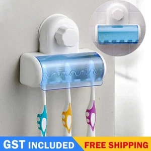 Toothbrush Holder Wall Mount Stand Tooth brush Holder Hooks Suction Cup Bathroom - Picture 1 of 6