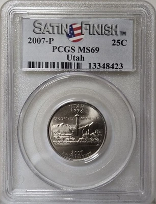 2007-P 25C PCGS MS69 - Clad  Satin Finish Utah Quarter - Image 1 of 2