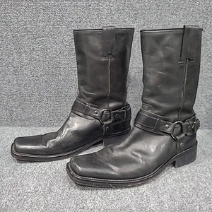 Kenneth Cole Harness Boots Men's Leather Black Made In Italy Size 12 - Picture 1 of 16