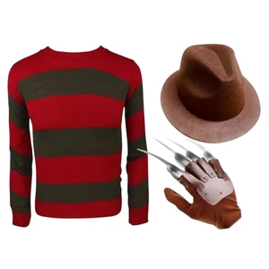 Herren rot grün Pullover Hut Handschuh Halloween Kostüm Outfit für Partys - Bild 1 von 8
