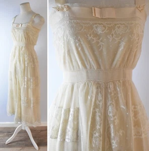 Edwardian lace wedding dress with under slip vintage bride registry office - Picture 1 of 10