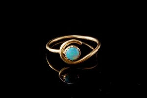 ANILLO VINTAGE MODERNO CABUJÓN AZUL ÓPALO ORO AMARILLO 14K MR - Imagen 1 de 1