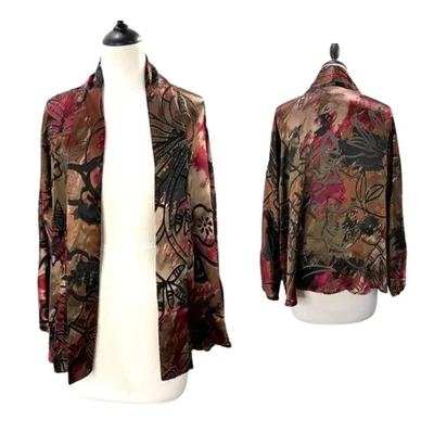 Cárdigan Chicos Talla 1 US M Vintage Mezcla Seda Burnout Whimsigoth Fairy Grunge Foto 1 de 4