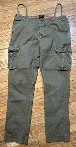 Superdry Trousers Mens XL 32L Green Straight Cargo Military Combat Utility Walk - Picture 1 of 8