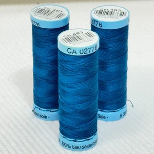 Gutermann Silk S 303 100% Silk Thread 110 yds  Col. 483 Blue Lot of 3 - Picture 1 of 8