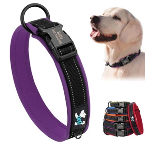 Personalisiertes Hundehalsband Reflektierend Nylon mit Namen Telefonnummer S-XL - Bild 1 von 34