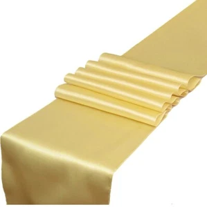10-pack Satin Table Runners 12x108” for Wedding Banquet Decoration Silk Gold - Picture 1 of 4