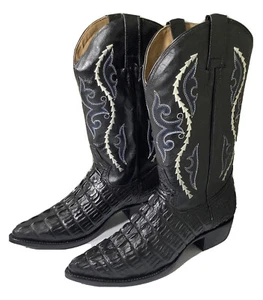 Gran Lider Mens Zapaterias Diana Black Leather Western Boot Imit Caiman Size 9.5 - Picture 1 of 8