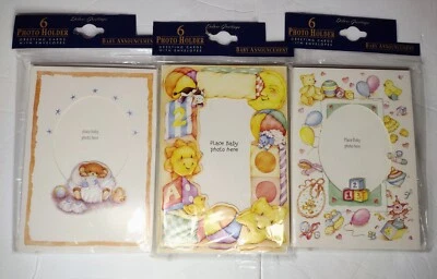 Deluxe Greetings Photo Holder Baby Announcement Cards 3 Pack Vintage - Image 1 of 4
