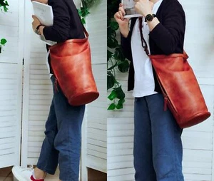 Große handgefertigte Bucket Bag, Leder Umhängetasche Geschenk, Damen Leder Freizeit Ba - Bild 1 von 12