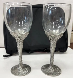 2er Set zwei Möwe Kanada Zinn 1994 Zinn Zinn Traube Rebe Weinglas - Bild 1 von 3