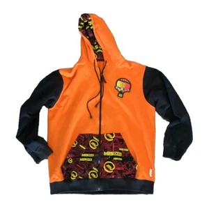 VINTAGE Miskeen Hoodie Adult XXL Orange Sweatshirt Full Zip Y2K Grunge Mens - Picture 1 of 15