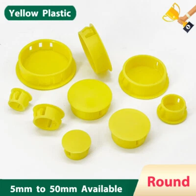 Snap-on Plastic Hole Plugs End Caps Yellow Blanking Plug Pipe Bung Covers 5-50mm Foto 1 de 4