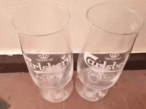 2x Carlsberg Danish Pilsner One Pint Glass 20oz Pedestal Goblet Brand New CE M20 - Picture 1 of 1