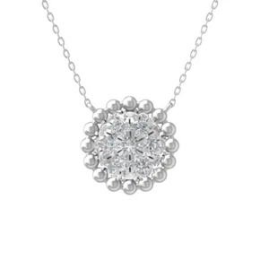 Sterling Silver Lab Grown Diamond Composite Pendant Necklace 18" Silver Chain - Picture 1 of 5
