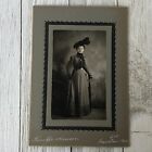 Magnifique carte de cabinet photo antique femme robe victorienne chapeau mode sac à main juif
