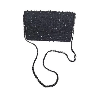 Bijoux Terner Black Beaded Evening Bag Beaded Crossbody - Picture 1 of 6