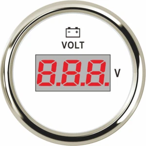 52MM White Digital Volts Gauge 8-32V For Car Marine Truck UTV Motorcycle Red Led - Bild 1 von 6