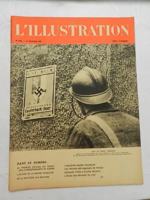 L'Illustration, Oct 29 1939, FRENCH NEWS/PHOTO MAG, NAZI OCCUPATION FRANCE COVER - Image 1 of 4