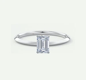 IGI E/VVS 1 Ct Emerald Lab Created Grown Diamond Solitaire Ring 14K White Gold - Picture 1 of 2