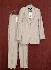 ZARA 2 Piece Set Blazer Sz Small Pants Size Medium NEW - Picture 1 of 24