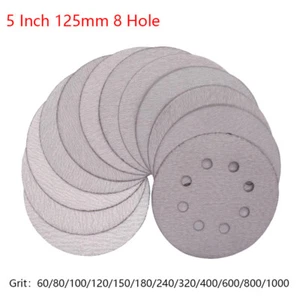 5 Inch 125mm 8 Hole Hook and Loop Sanding Disc 60-1000 Grit Flocking Sandpaper - Picture 1 of 20
