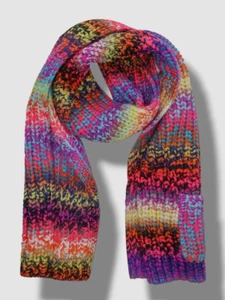 $98 Stella McCartney Kids Girl's Purple Striped Intarsia-Knit Scarf Size L - Picture 1 of 3