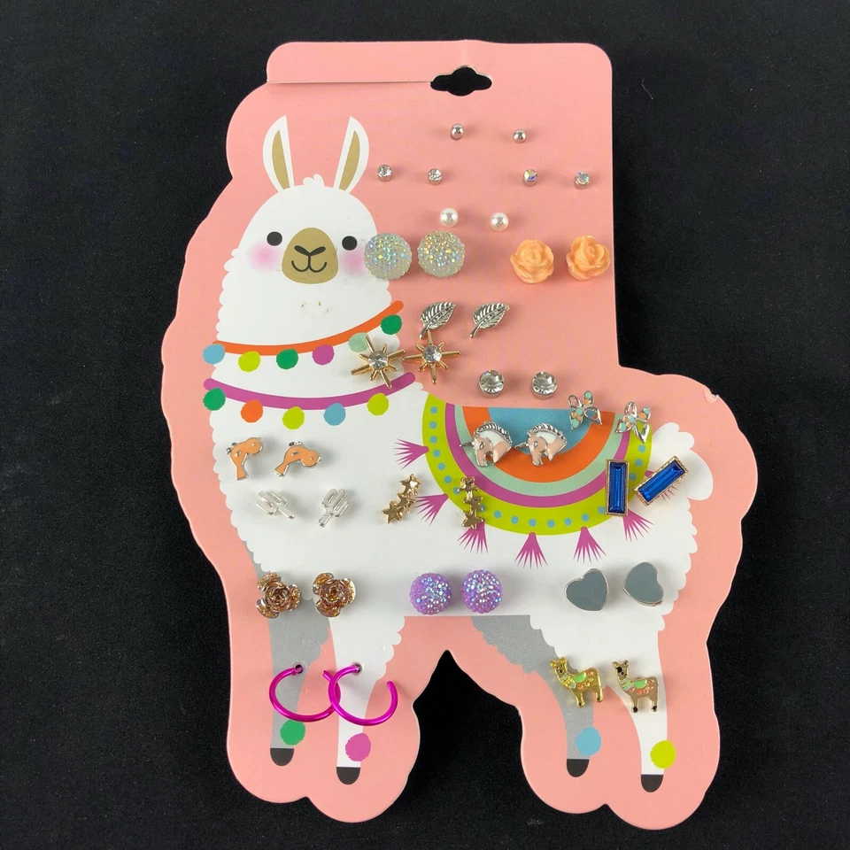 Juego de 20 pares de aretes Mudd tono dorado y plateado tarjeta llama Foto 1 de 1