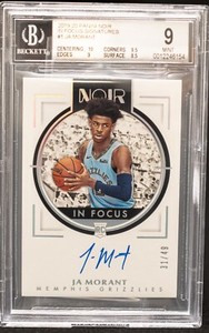 Ja Morant RC 2019-20 Panini Noir In Focus Signature #1 SP 31/49 BGS 9 with 10!!