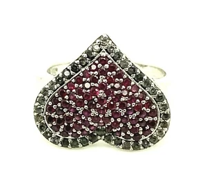 Anillo de plata de ley 925 con rubíes y circonitas cúbicas - Imagen 1 de 7