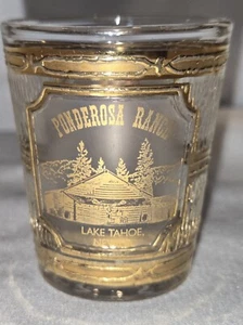 Vintage Ponderosa Ranch Schnapsglas Lake Tahoe Nevada Goldrand geprägt - Bild 1 von 3