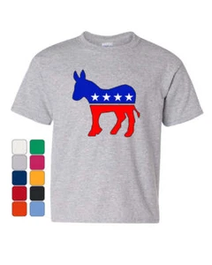 Democratic Party Donkey Logo Youth T-Shirt Political Liberal Left Wing Kids Tee - Picture 1 of 8