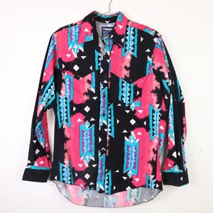 De Colección Wrangler Colorido Pastel Azteca Navajo Botón Vaquero Camisa Occidental Talla L - Imagen 1 de 4