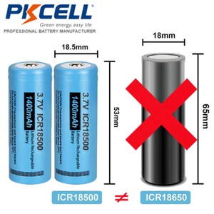 2Pcs 18500 Rechargeable 3.7V 1400mAh Li-ion Battery for spot light Button Top - Picture 1 of 6