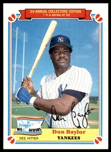 1983 Topps Drake's Big Hitters Don Baylor New York Yankees #1