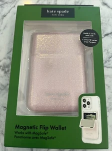 kate spade NY Magnetic Flip Wallet Works with MagSafe Glitter Sparkle Pink NEW! - Picture 1 of 5