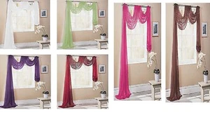 VICTORIA PLAIN VOILE WINDOW PELMET SCARF SWAG WINDOW DECORATION, (B4U) - Picture 1 of 10