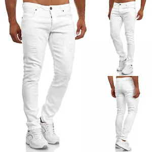 TAZZIO Jeans Slim Fit Herren Chino Jeanshose Stretch Designer Hose Denim Weiß - Bild 1 von 2