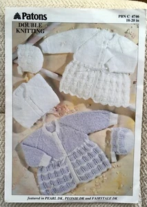 PATONS KNITTING PATTERN 4746 ~ FOR MATINEE COAT & BONNET IN DK - Picture 1 of 2