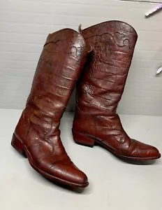 Vintage Joan &David Italian Leather Boots Women’ Croc Embossed Size 8.5 - Picture 1 of 10