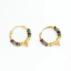 20ct Yellow Gold Enamelled Hoop Earrings 16mm #65890 - Picture 1 of 8