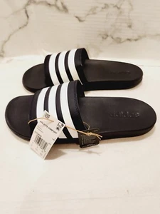 Adidas Adilette Comfort Slides in Black And White - Size 9 - Picture 1 of 7
