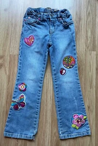 Est. 1989 Place Bootcut Patch Embellished Adjustable Waist Girls Sz 6X/7 Jeans - Picture 1 of 15