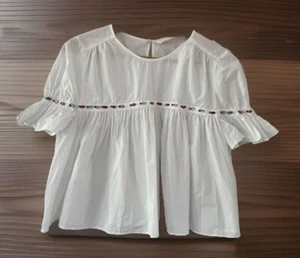 Brand New-Zara Cropped Top With Fake Multi-Coloured Gems - Poplin Cotton -Size M - Picture 1 of 12