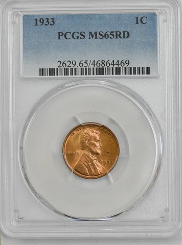1933 Lincoln Cent 1c MS65 RD PCGS 946995-15 Cover