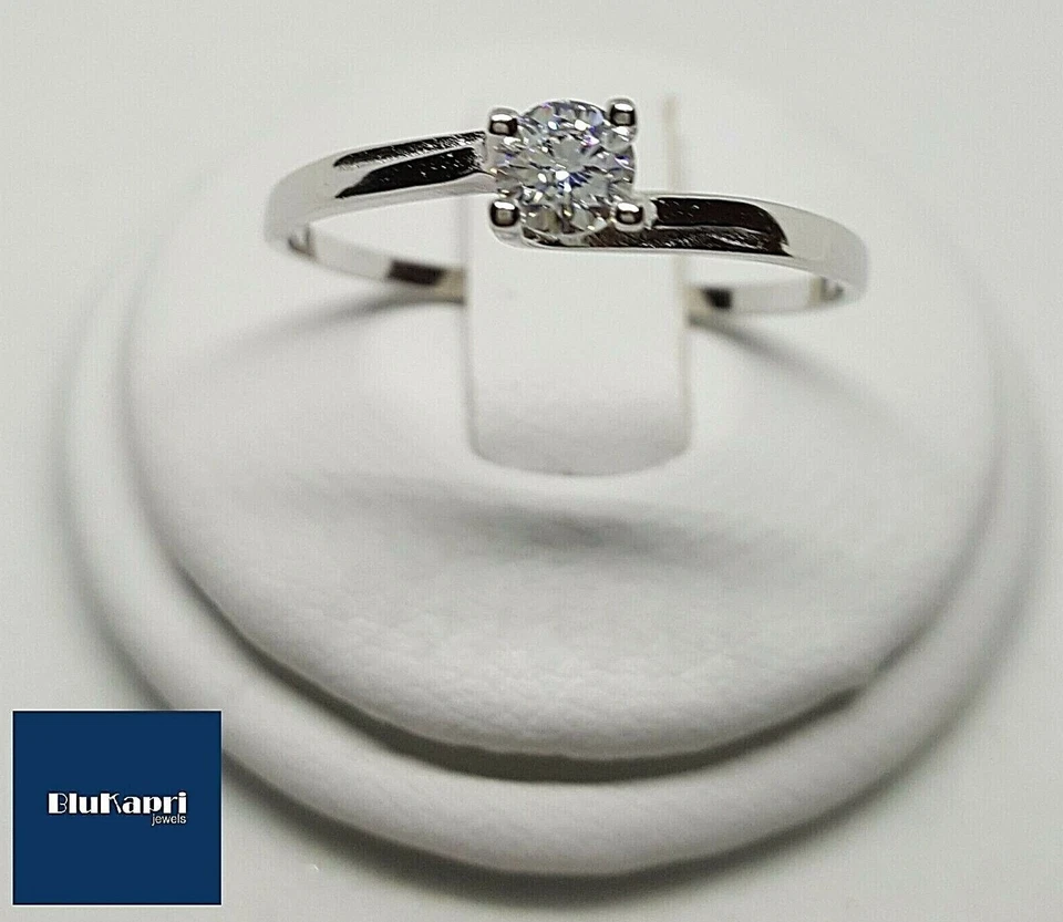 Anello donna in Argento 925 Solitario 6 mm zircone  1 kt diamante - Immagine 1 di 4