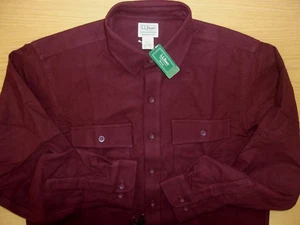 LL Bean Chamois Cloth Flannel Button Front Casual Shirt Burgundy Men LT Tall NWT - Picture 1 of 2