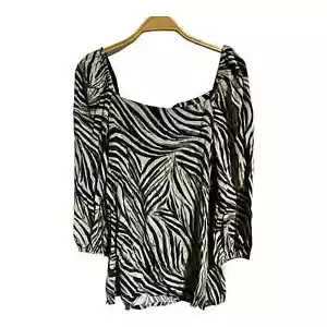 Sosandar Langarmshirt mit Zebramuster und eckigem Ausschnitt - Bild 1 von 5