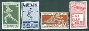 Türkei 1940 Michelnr. 1090 -1093 ** postfrisch MNH Kat. 25,00 € Sport - Bild 1 von 1