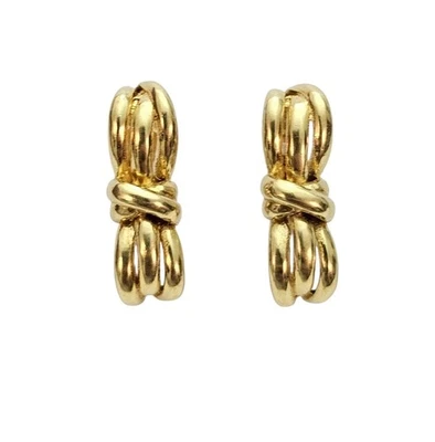 18K Yellow Gold Bow Clip On Chunky Earrings - Image 1 of 4